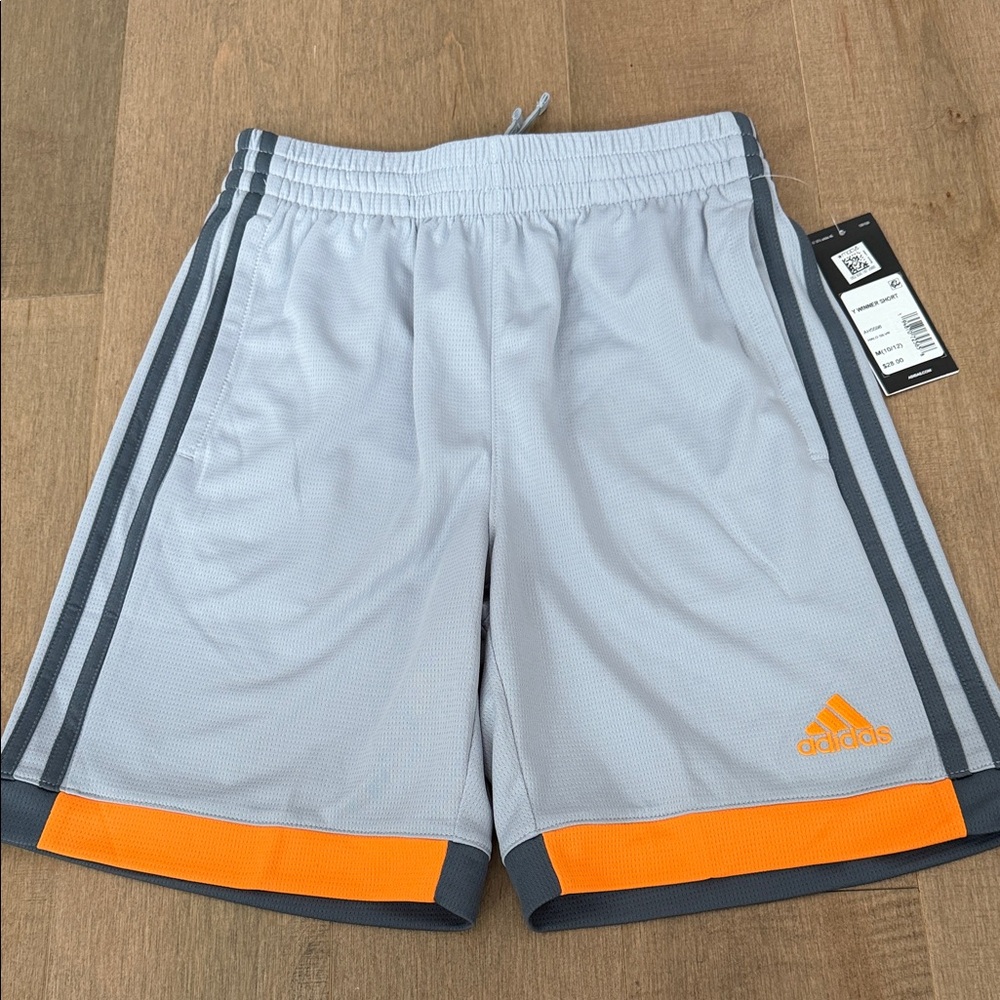 Adidas Men's Athletic Shorts in Gray with Orange Accents